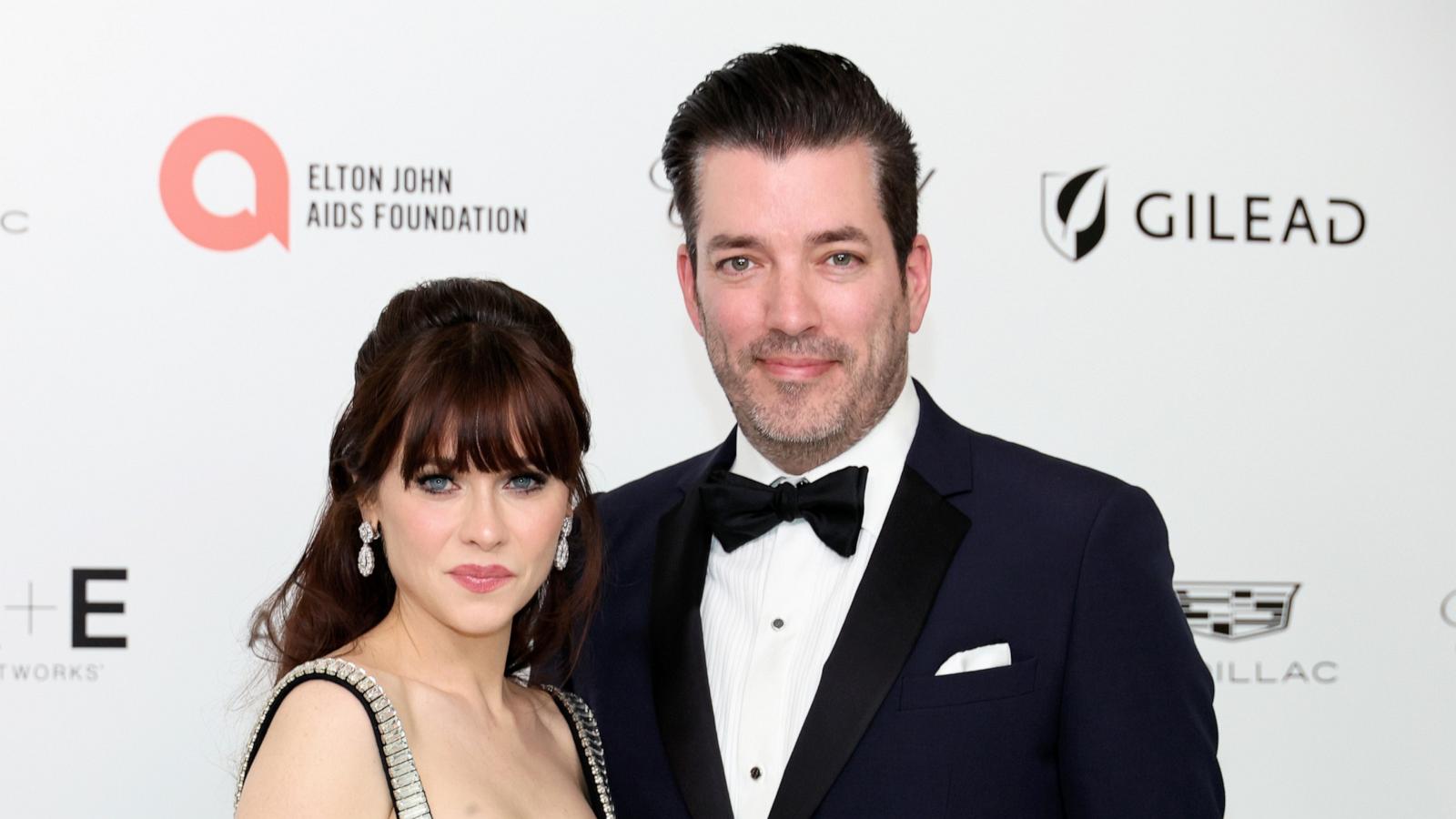 PHOTO: Zooey Deschanel and Jonathan Scott attend the Elton John AIDS Foundation's 32nd Annual Academy Awards Viewing Party on March 10, 2024 in West Hollywood, California.