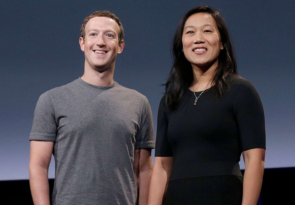 PHOTO: In this Sept. 20, 2016, file photo, Facebook CEO Mark Zuckerberg and his wife, Priscilla Chan, smile as they prepare for a speech in San Francisco.