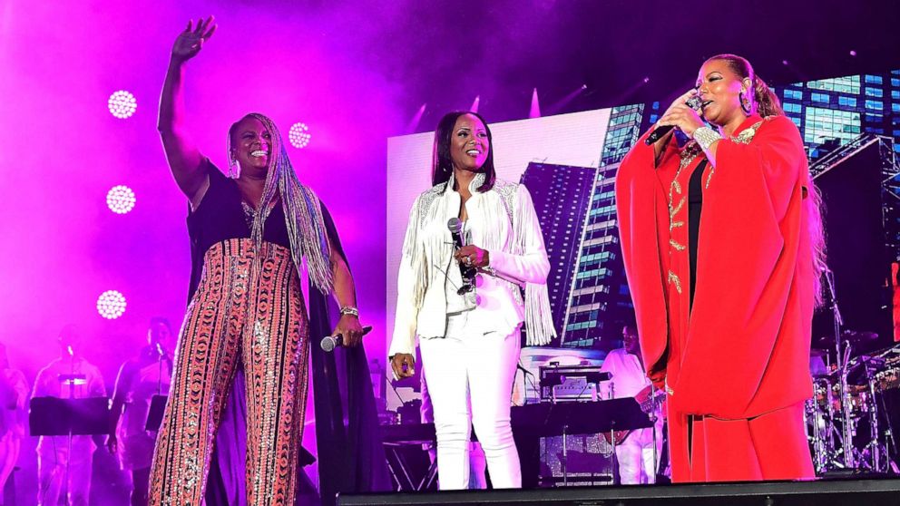 PHOTO: Yo-Yo, MC Lyte and  Queen Latifah perform onstage during Queen Latifah's "Ladies First" night at the 2018 Essence Festival, July 7, 2018 in New Orleans.