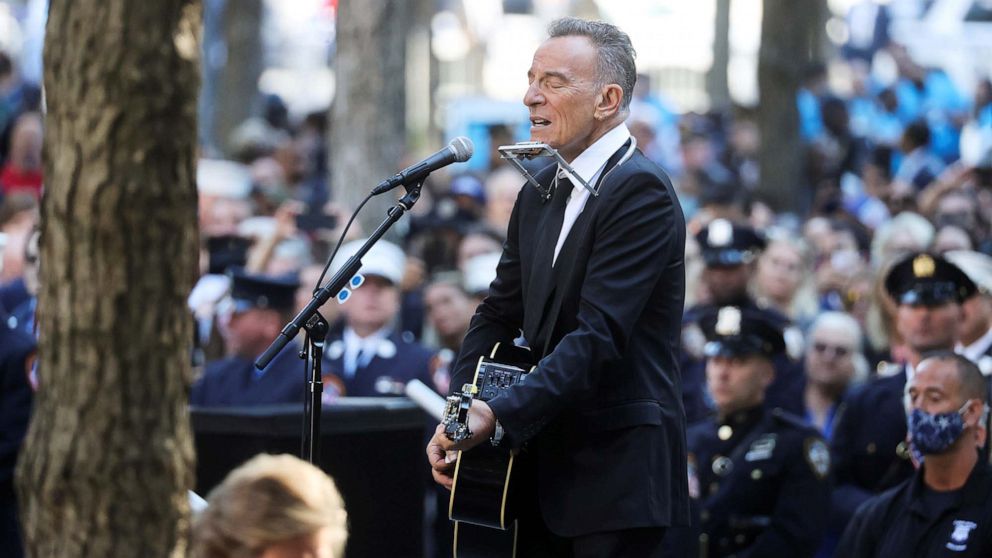 PHOTO: Bruce Springsteen performs in a ceremony marking the 20th anniversary of the September 11, 2001 attacks in New York City, New York, Sept. 11, 2021.
