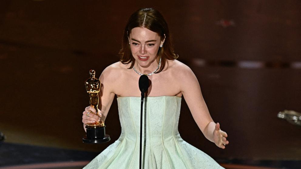 PHOTO: Emma Stone accepts the award for Best Actress in a Leading Role for "Poor Things" onstage during the 96th Annual Academy Awards in Hollywood, CA, March 10, 2024. 