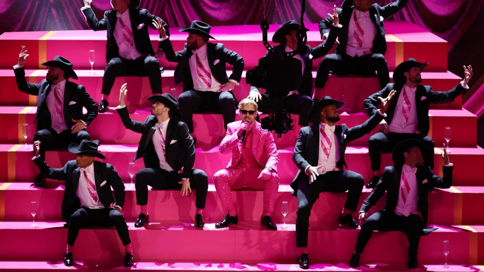 PHOTO: Ryan Gosling performs "I'm Just Ken" from "Barbie" during the Oscars show at the 96th Academy Awards in Hollywood, CA, March 10, 2024.