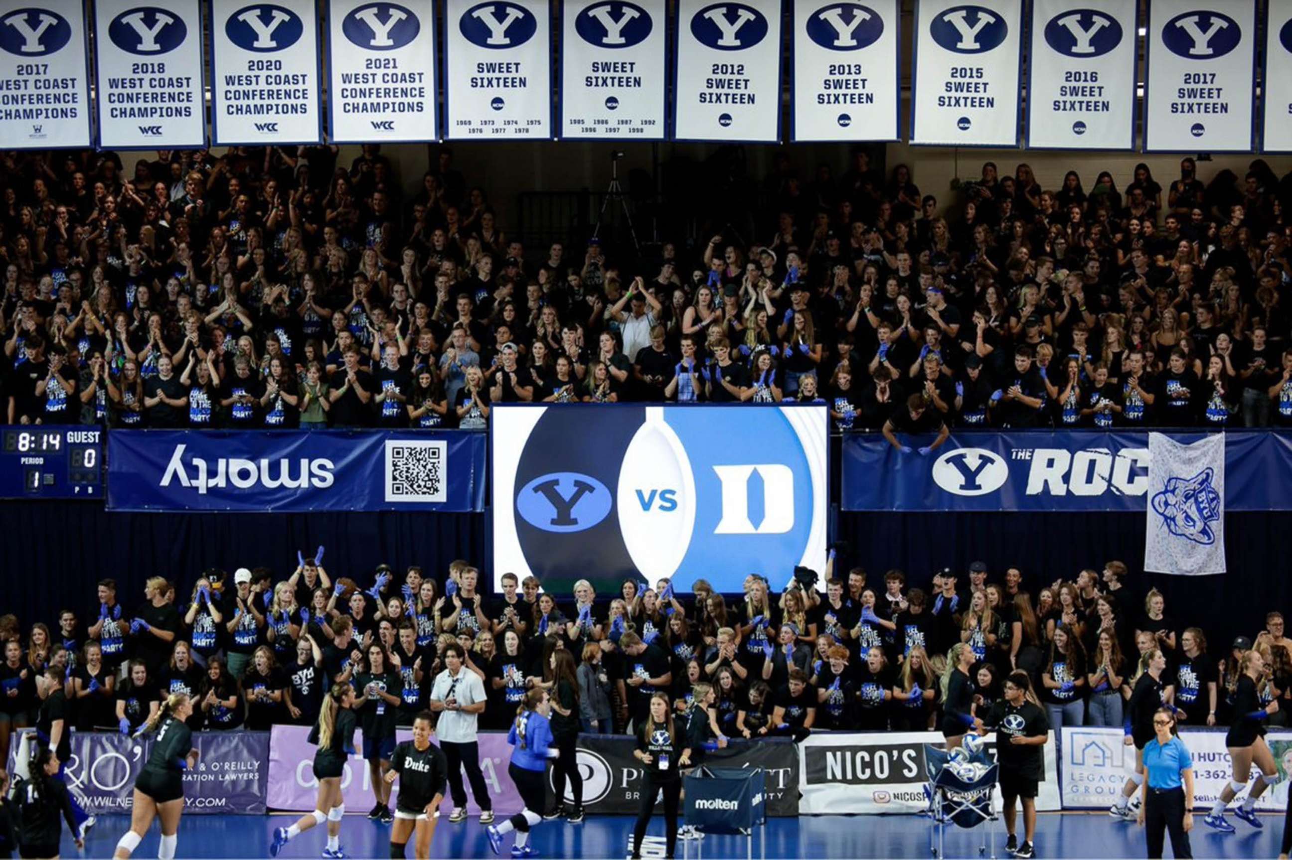 PHOTO: The Smith Fieldhouse at Brigham Young University has record setting attendance during a BYU vs Duke match in an image posted by BYU Women's Volleyball, Provo, Utah, Aug. 26, 2022.