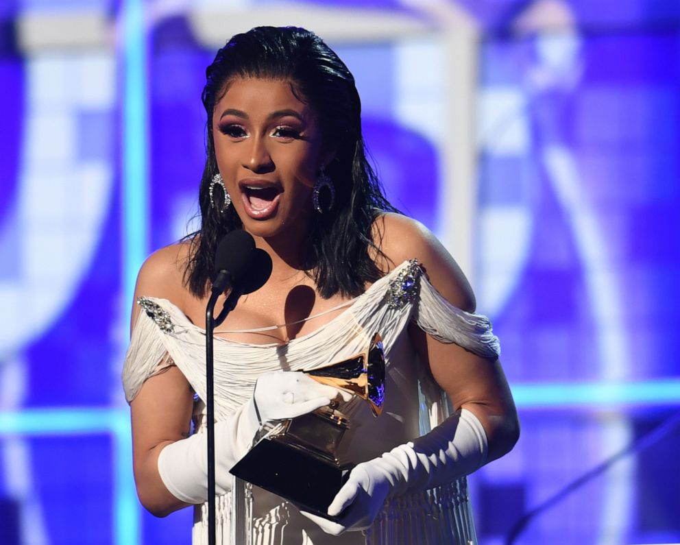 PHOTO: Cardi B accepts the award for Best Rap Album with "Invasion Of Privacy" onstage during the 61st Annual Grammy Awards, Feb. 10, 2019, in Los Angeles.