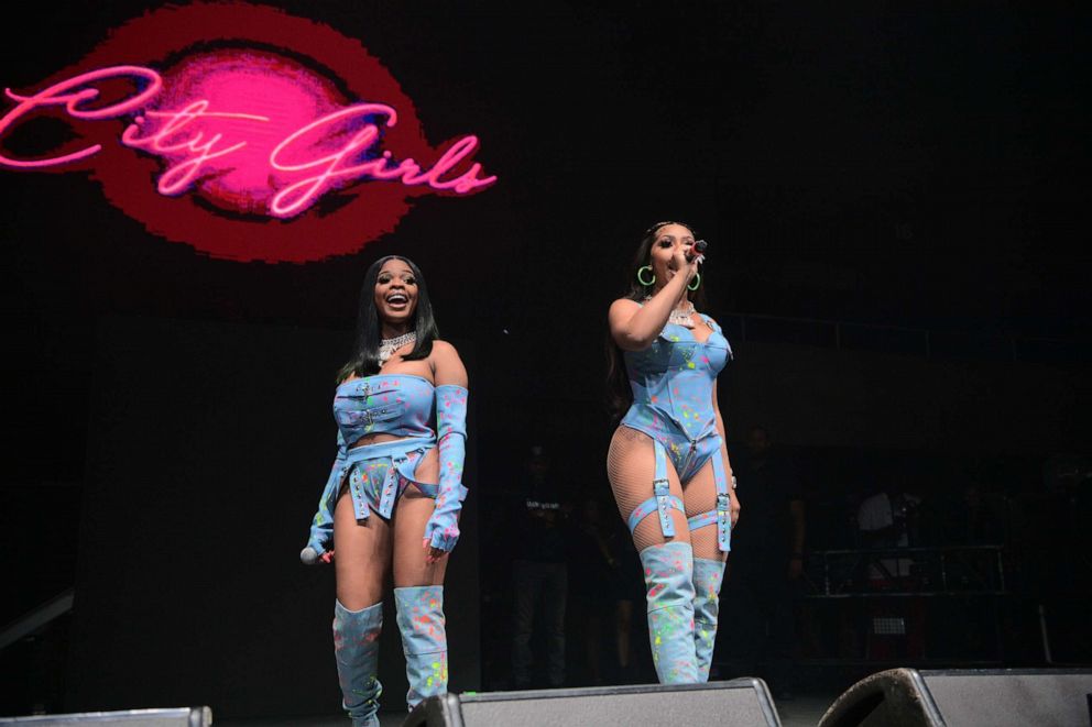 PHOTO: JT and Yung Miami of the City Girls perform at Lil Baby Friends Fathers's Day weekend Concert at Mississippi Coast Coliseum on June 19, 2021 in Biloxi, Miss.