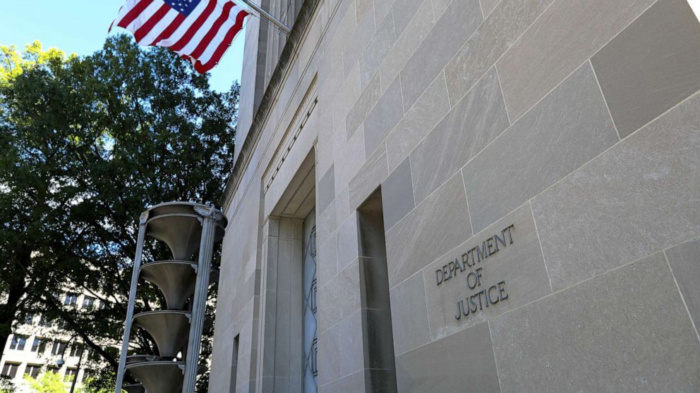 PHOTO: In this Oct. 18, 2021, file photo, the U.S. Department of Justice building in Washington D.C., is shown.