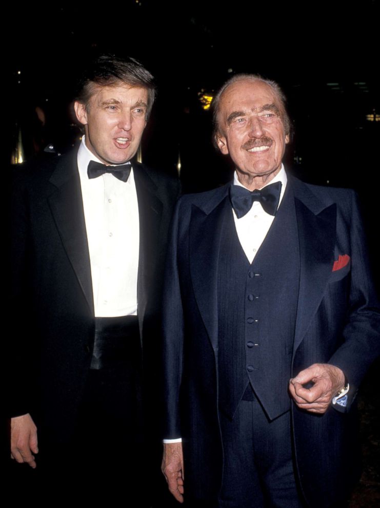 PHOTO: Donald Trump, left, and father Fred Trump celebrate the launch of "The Art of the Deal" at Trump Towers in New York City.