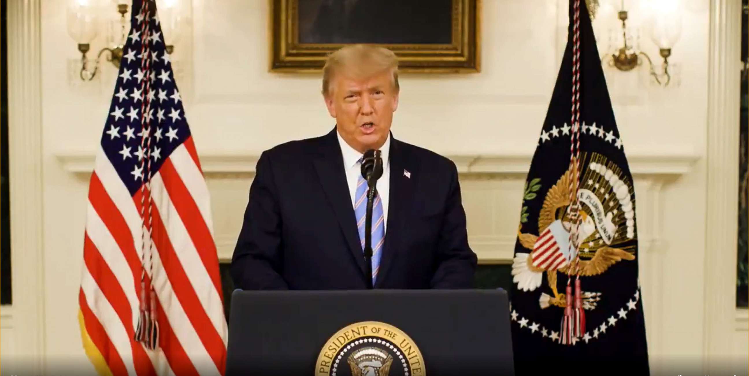 PHOTO: President Donald Trump addresses the nation via Twitter video in a post from Jan. 7, 2021.