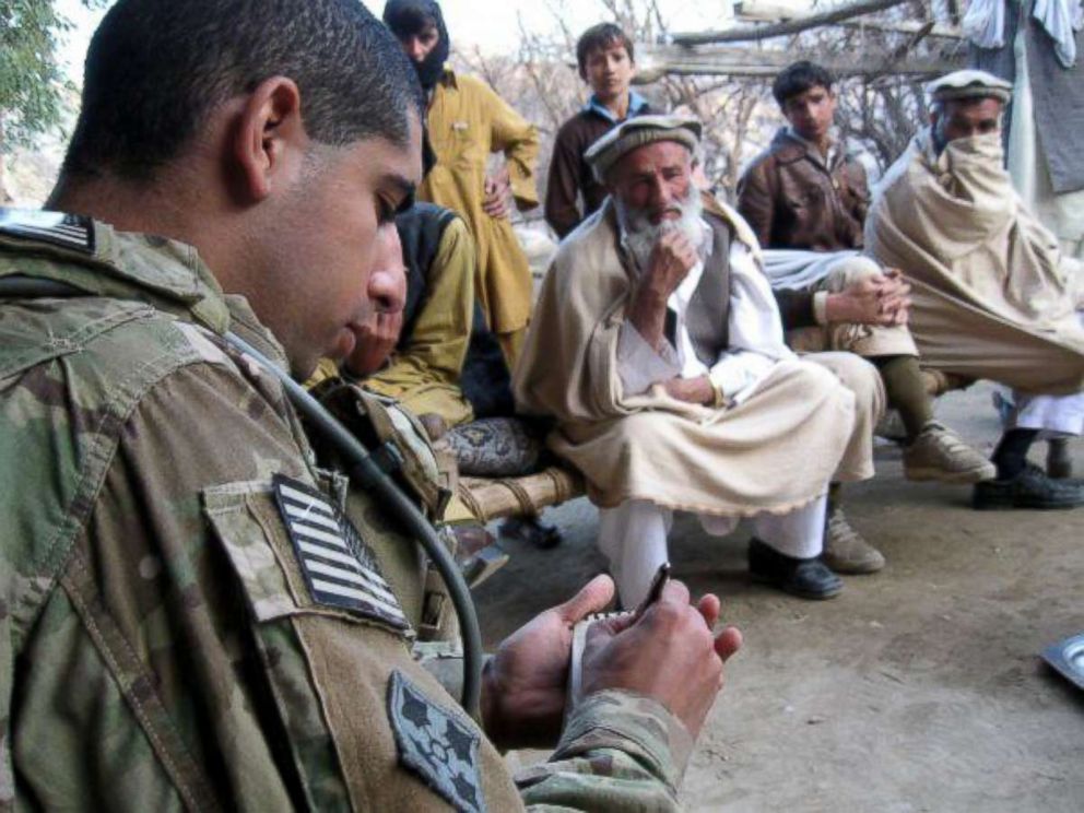 PHOTO: Then-U.S. Army 2nd Lt. Florent Groberg conducts a key leader engagement meeting in Kunar Province, Afghanistan, February 2010.