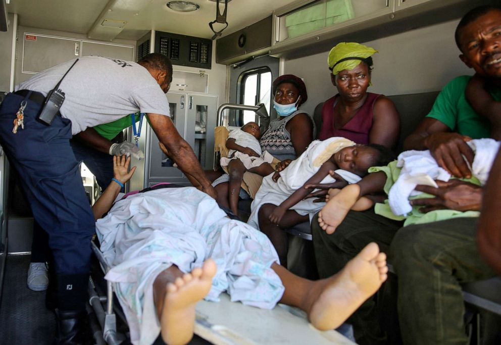 PHOTO: Earthquake victims arrive at the airport in Port-au-Prince, Haiti, Aug. 14, 2021. 