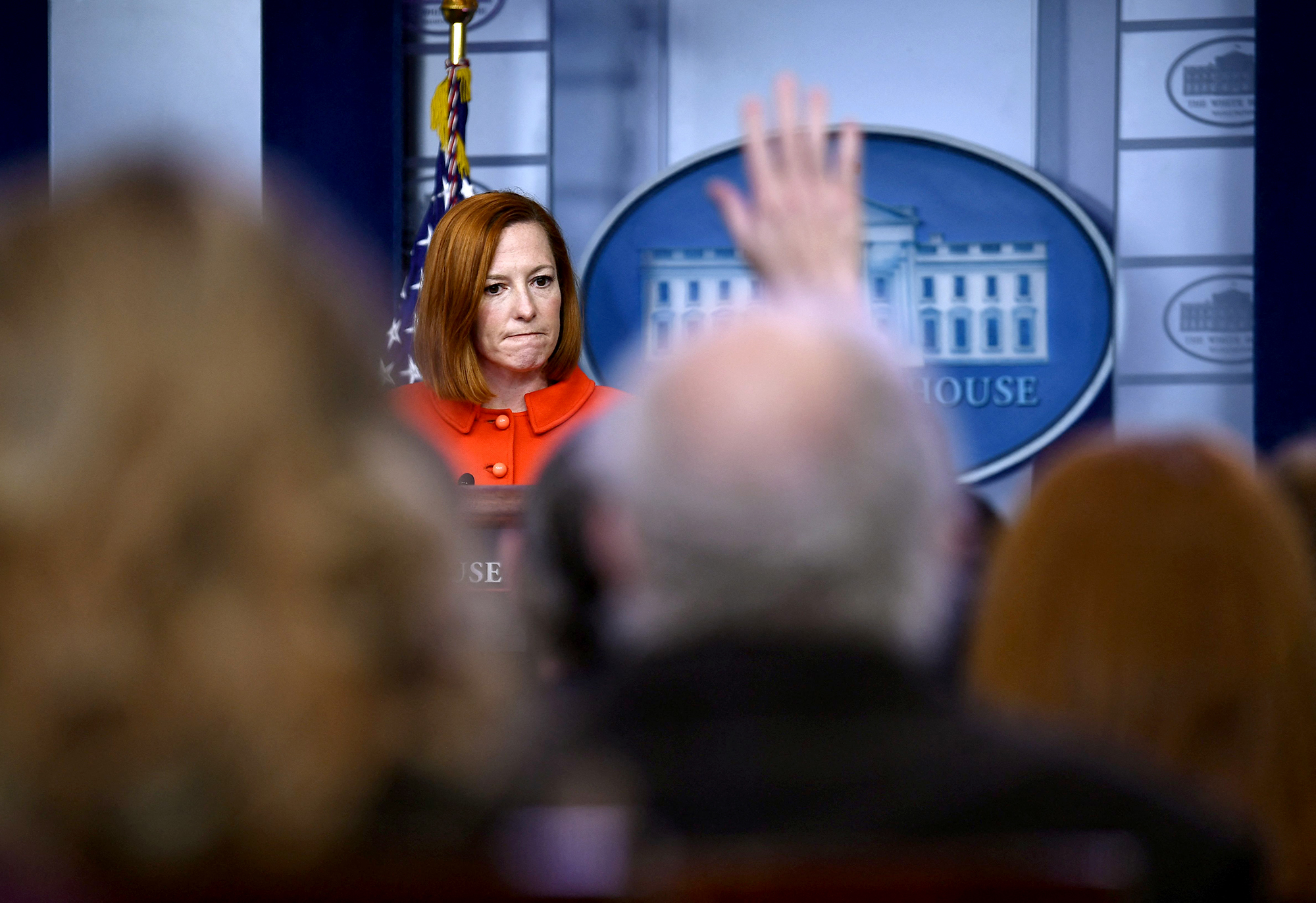 PHOTO: White House Press Secretary Jen Psaki conducts the daily press briefing in Washington, Dec. 20, 2021.