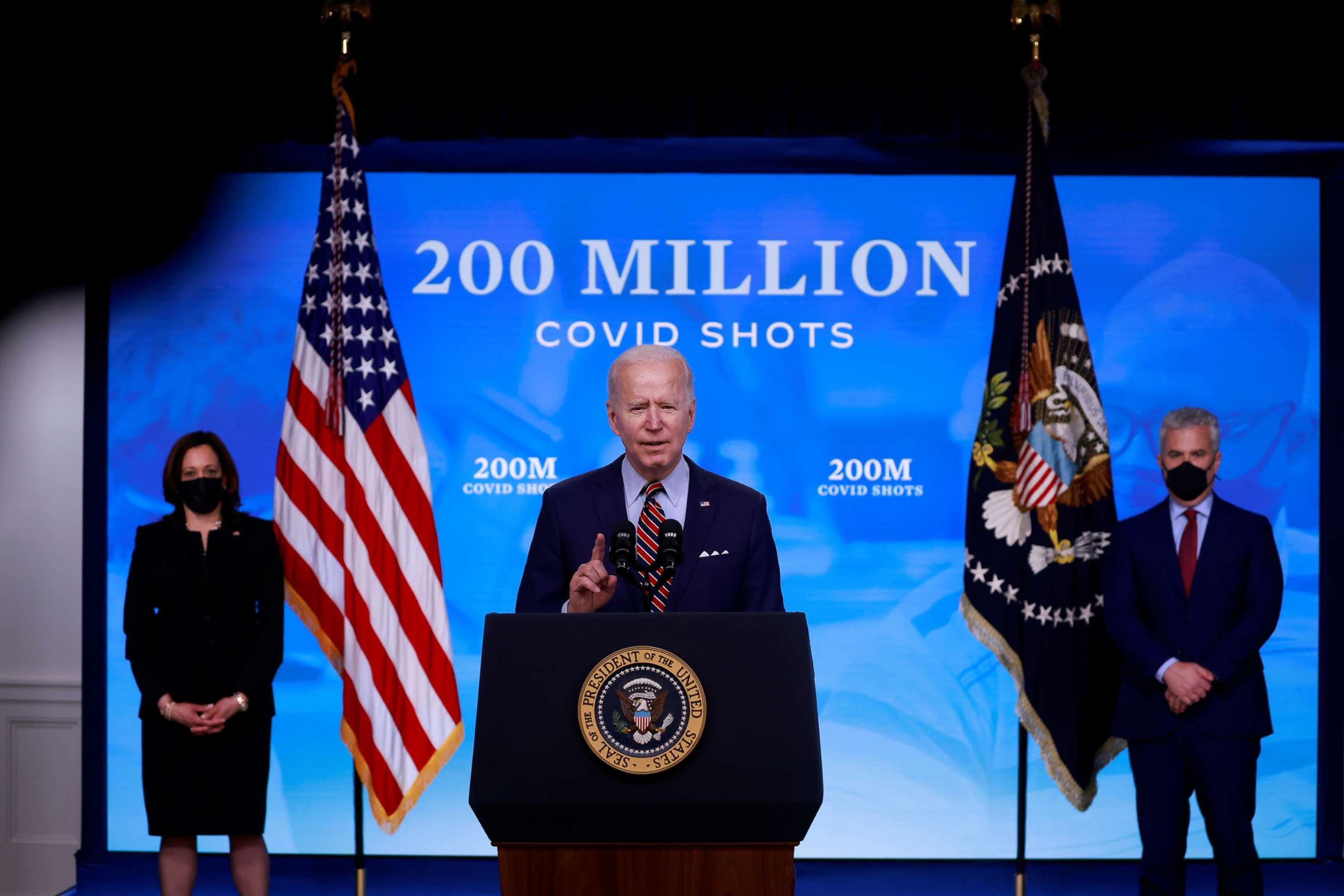 PHOTO:President Joe Biden speaks about the status of COVID-19 vaccinations and his administration's ongoing pandemic response in Washington, April 21, 2021. 