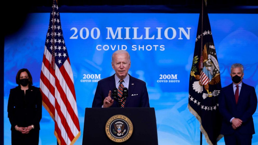 PHOTO:President Joe Biden speaks about the status of COVID-19 vaccinations and his administration's ongoing pandemic response in Washington, April 21, 2021. 