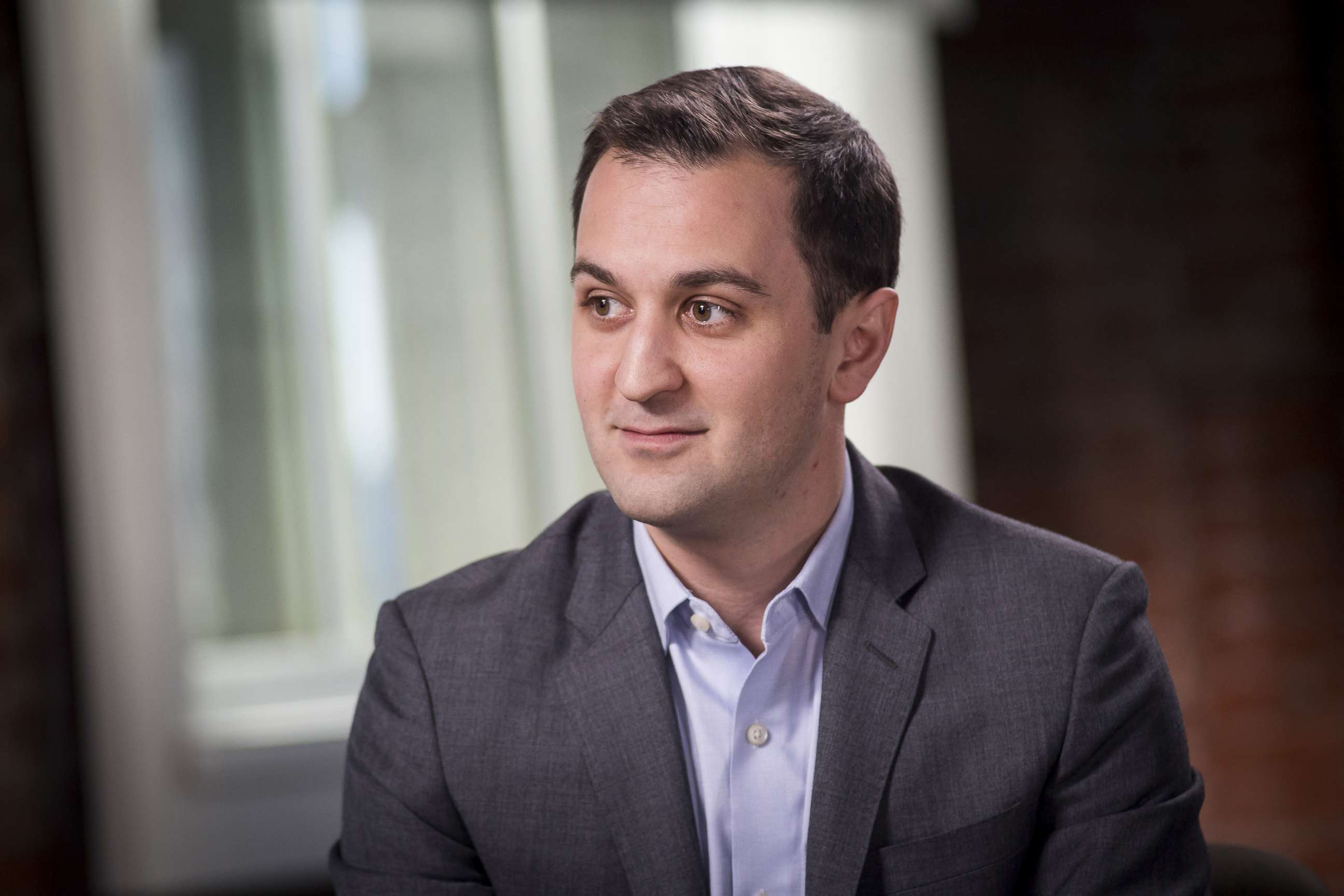 PHOTO: John Zimmer, co-founder and president of Lyft Inc., listens during a Bloomberg Studio 1.0 television interview in San Francisco, Calif. in this Feb. 27, 2018 file photo.