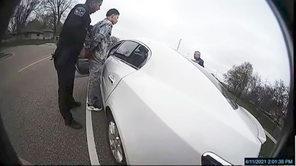 PHOTO: A screen grab from police video which shows the traffic stop during which Daunte Wright is fatally shot by Brooklyn Center Police Officer Kim Potter (not visible in this frame) in Minneapolis, Dec. 8, 2021.