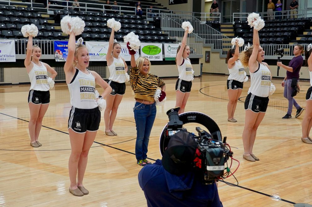 PHOTO: Kristin Chenoweth returned to her high school in Broken Arrow, Oklahoma and surprised her old drill team as part of ABC's 'I'm Coming Home' special.
