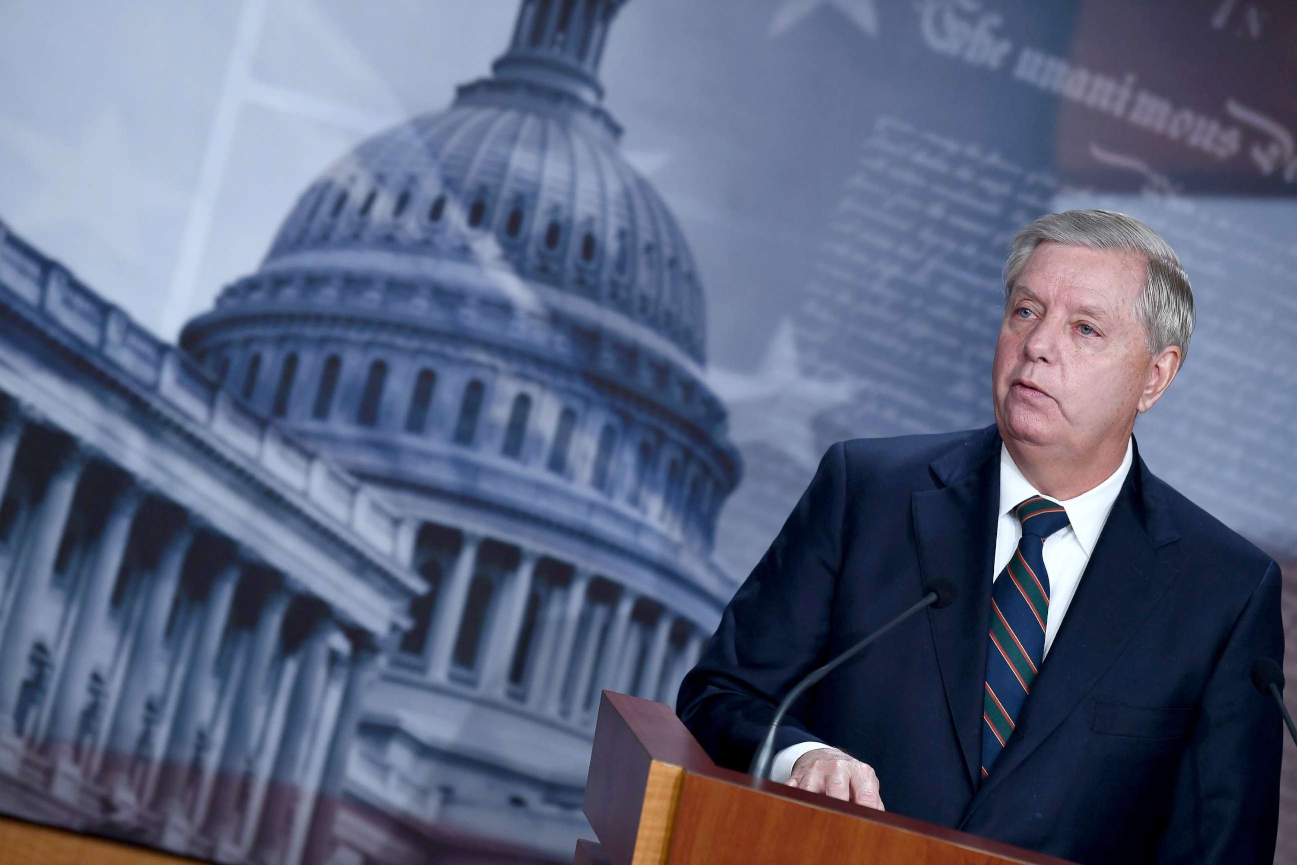 PHOTO: Sen. Lindsey Graham speaks during a news conference at the US Capitol on Jan. 7, 2021.