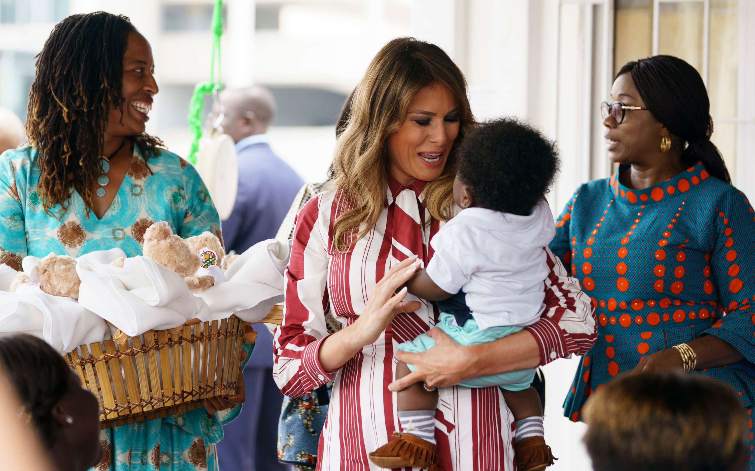 PHOTO: First lady Melania Trump holds a baby as she visits Greater Accra Regional Hospital in Accra, Ghana, Oct. 2, 2018.