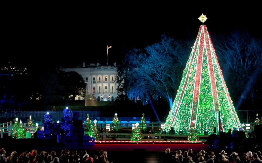 PHOTO: The National Christmas Tree glows bright after President Donald Trump and first lady Melania Trump participated in the 96th annual National Christmas Tree Lighting ceremony on the Ellipse near the White House in Washington, Nov. 28, 2018.