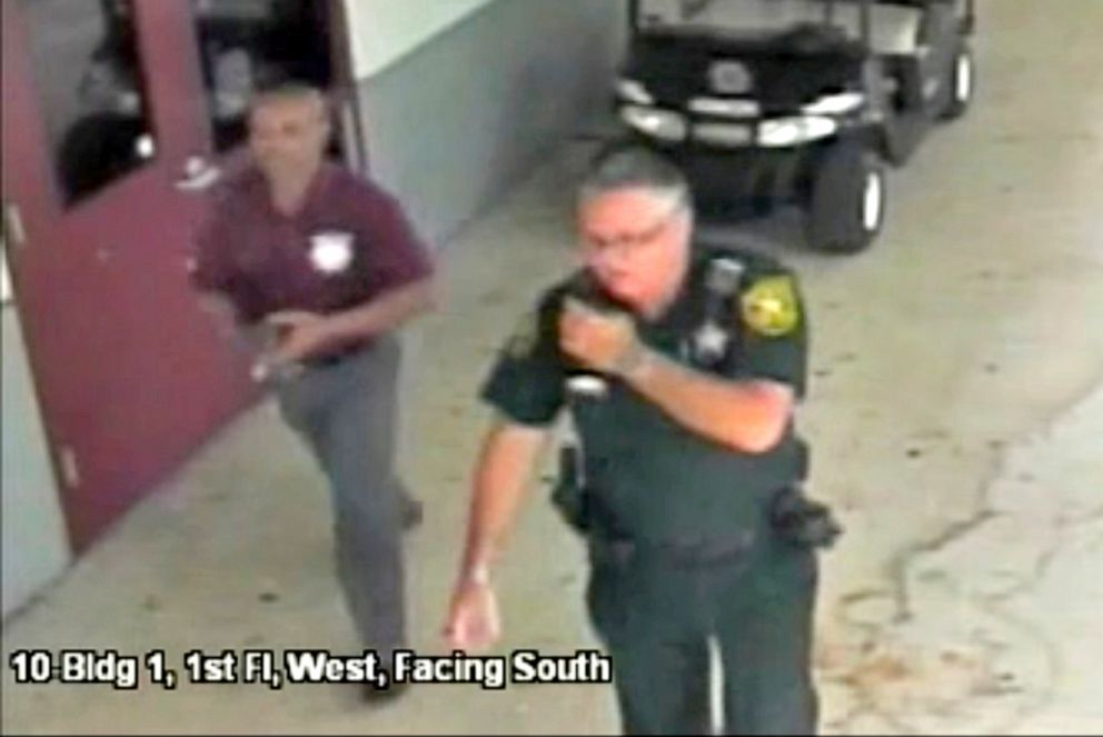 PHOTO: Then-Broward County Sheriff's Deputy Scot Peterson, who was assigned to Marjory Stoneman Douglas High School during the Feb. 14, 2018 shooting, is seen in this still image captured from the school surveillance video released, March 15, 2018.