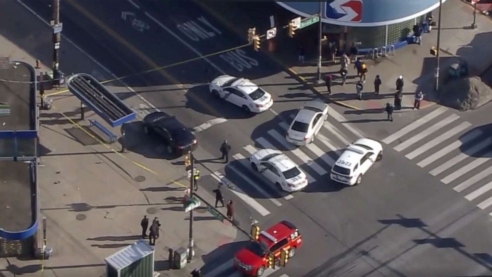 PHOTO: Helicopter footage shows the scene where multiple people were shot in the Olney section of Philadelphia, Feb. 17, 2021.