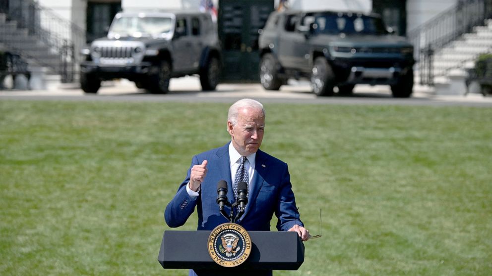 PHOTO: President Joe Biden delivers remarks on the steps his Administration is taking to strengthen American leadership on clean cars and trucks on the South Lawn of the White House,  Aug. 5, 2021. 