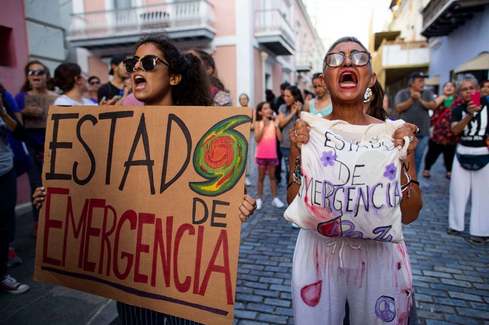 PHOTO: Colectiva Feminista protests in front of La Fortaleza in San Juan, Puerto Rico, Sept. 4, 2019.