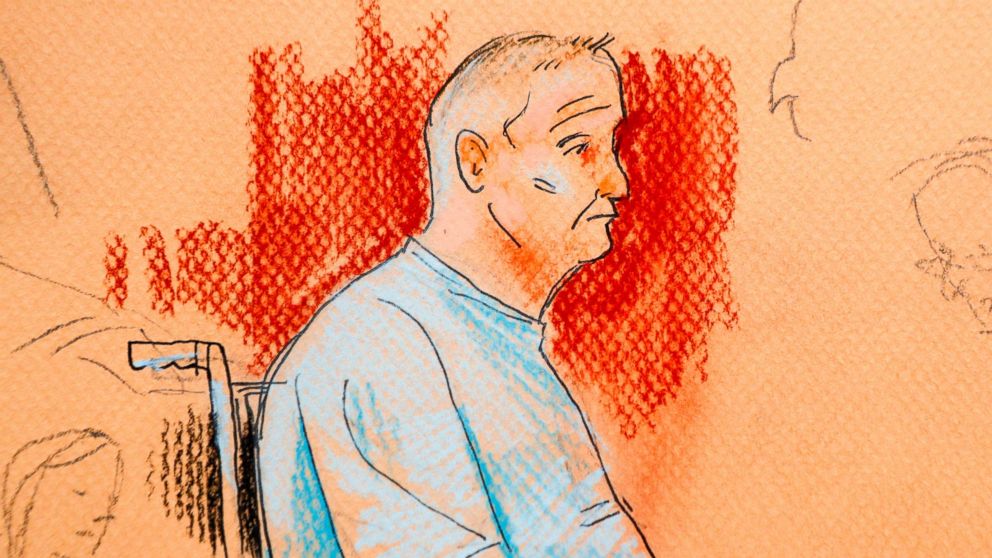 PHOTO: This courtroom sketch depicts Robert Gregory Bowers, who was wounded in a gun battle with police as he appeared in a wheelchair at federal court, Oct. 29, 2018, in Pittsburgh.