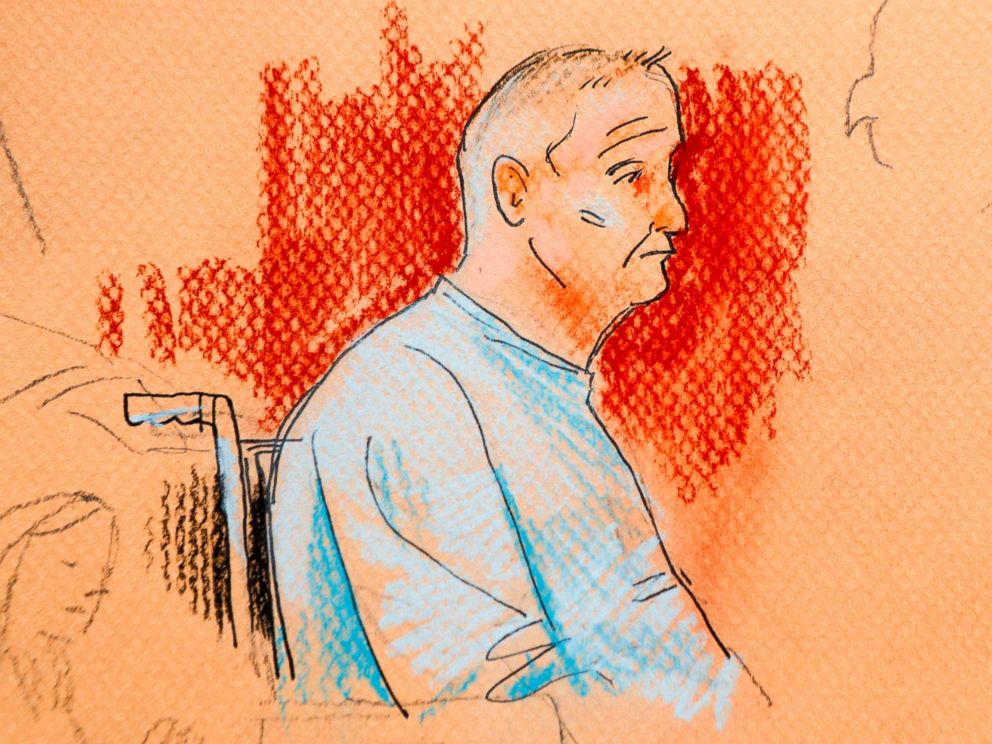 PHOTO: This courtroom sketch depicts Robert Gregory Bowers, who was wounded in a gun battle with police as he appeared in a wheelchair at federal court, Oct. 29, 2018, in Pittsburgh.