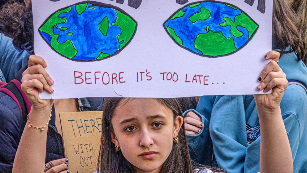 PHOTO: School children particitape in the School Strike for Climate in New York City, March 25, 2022 to bring attention to the inaction of city and state officials to face the current climate emergency.