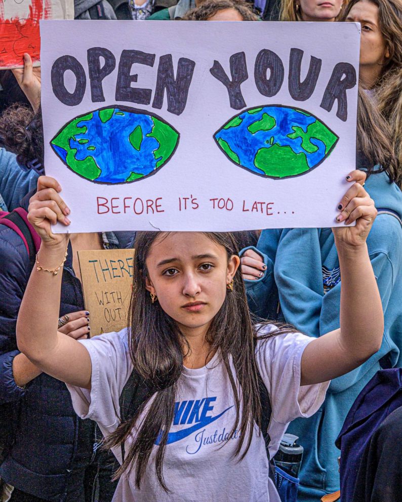 PHOTO: School children particitape in the School Strike for Climate in New York City, March 25, 2022 to bring attention to the inaction of city and state officials to face the current climate emergency.