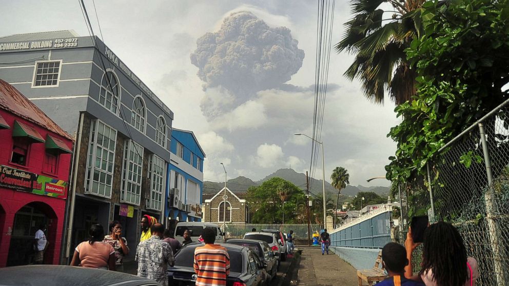 PHOTO:Ash and smoke billow as the La Soufriere volcano erupts in Kingstown on the eastern Caribbean island of St. Vincent, April 9, 2021.