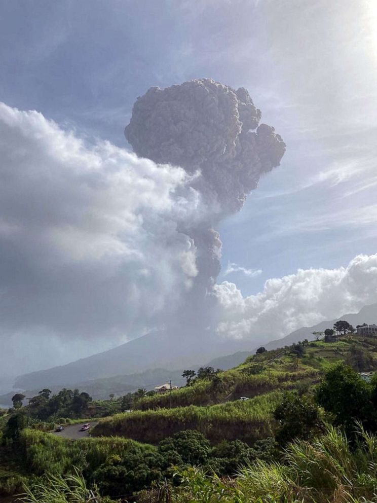 PHOTO: La Soufriere Volcano erupts on the Carrobean island of Saint Vincent, April 9, 2021.