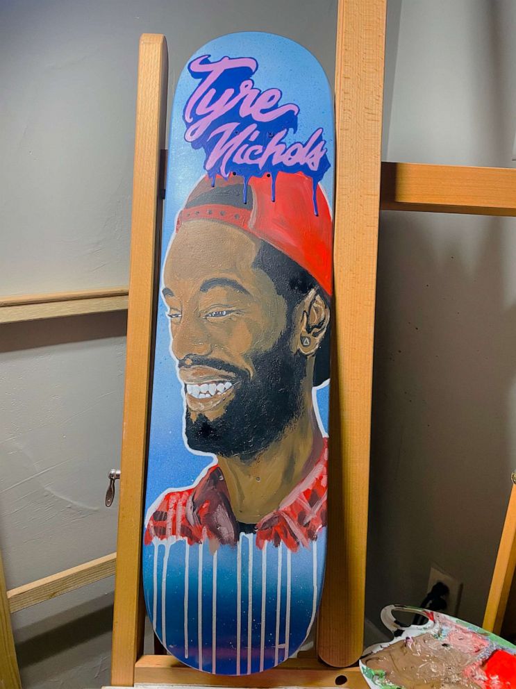 Memphis artist creates mural to honor Tyre Nichols - ABC News