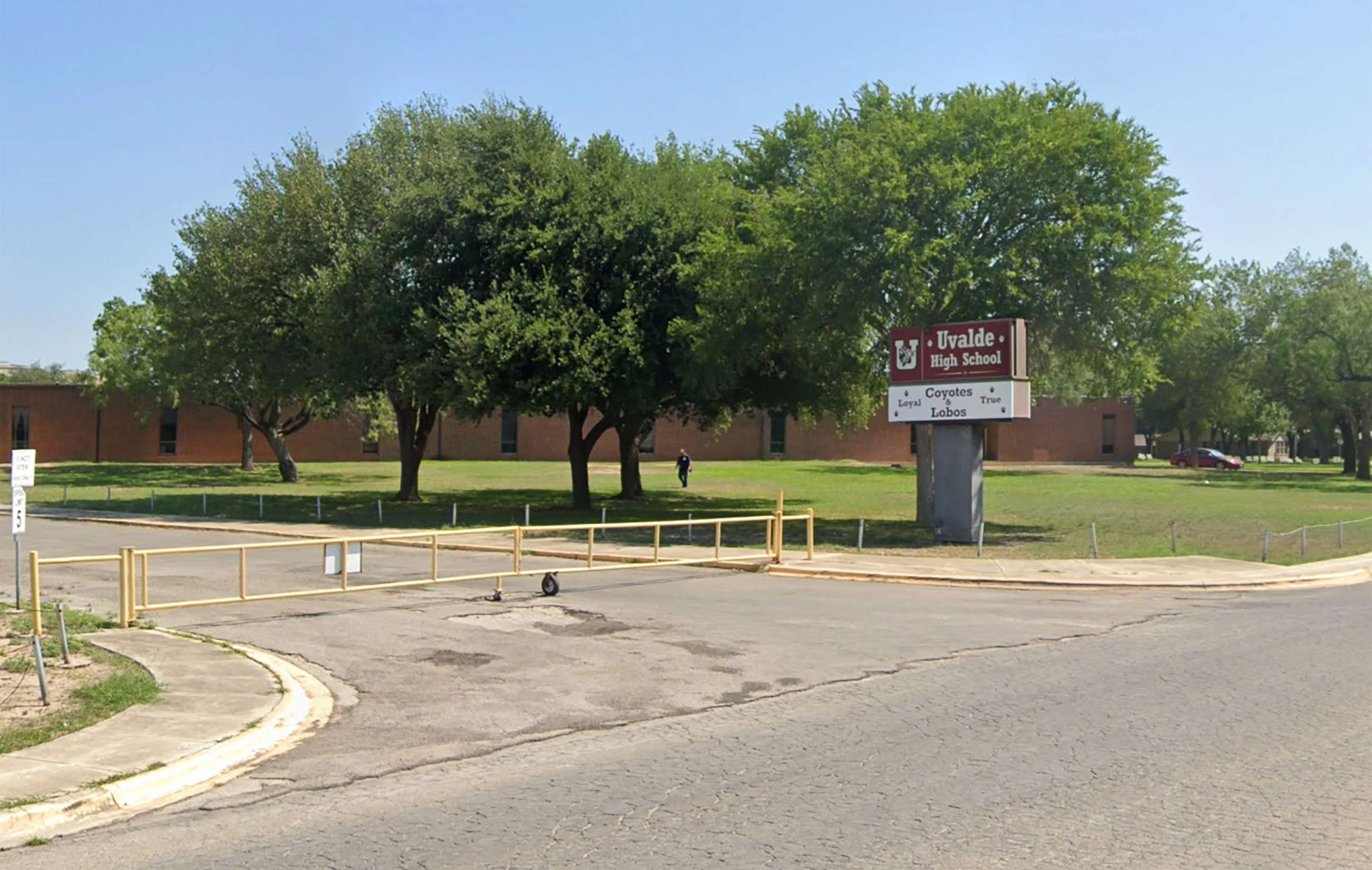 PHOTO: Uvalde High School in Uvalde, Texas, in 2022 image from Google Street View.