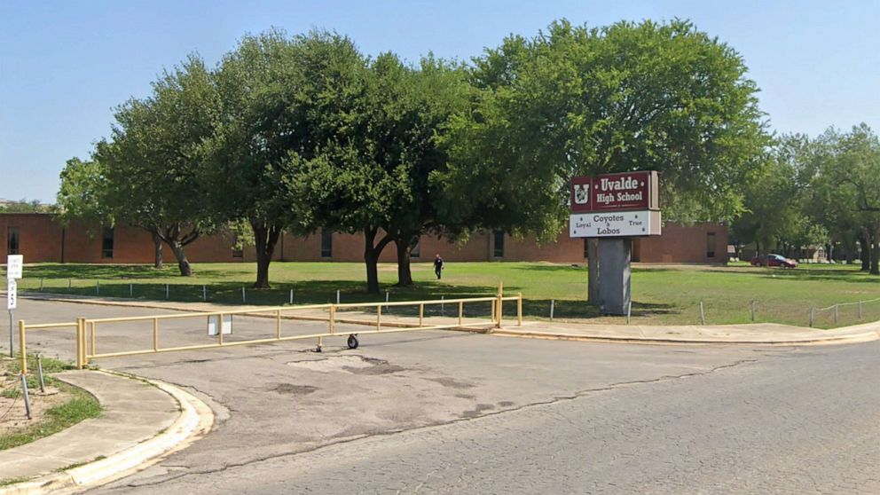 PHOTO: Uvalde High School in Uvalde, Texas, in 2022 image from Google Street View.