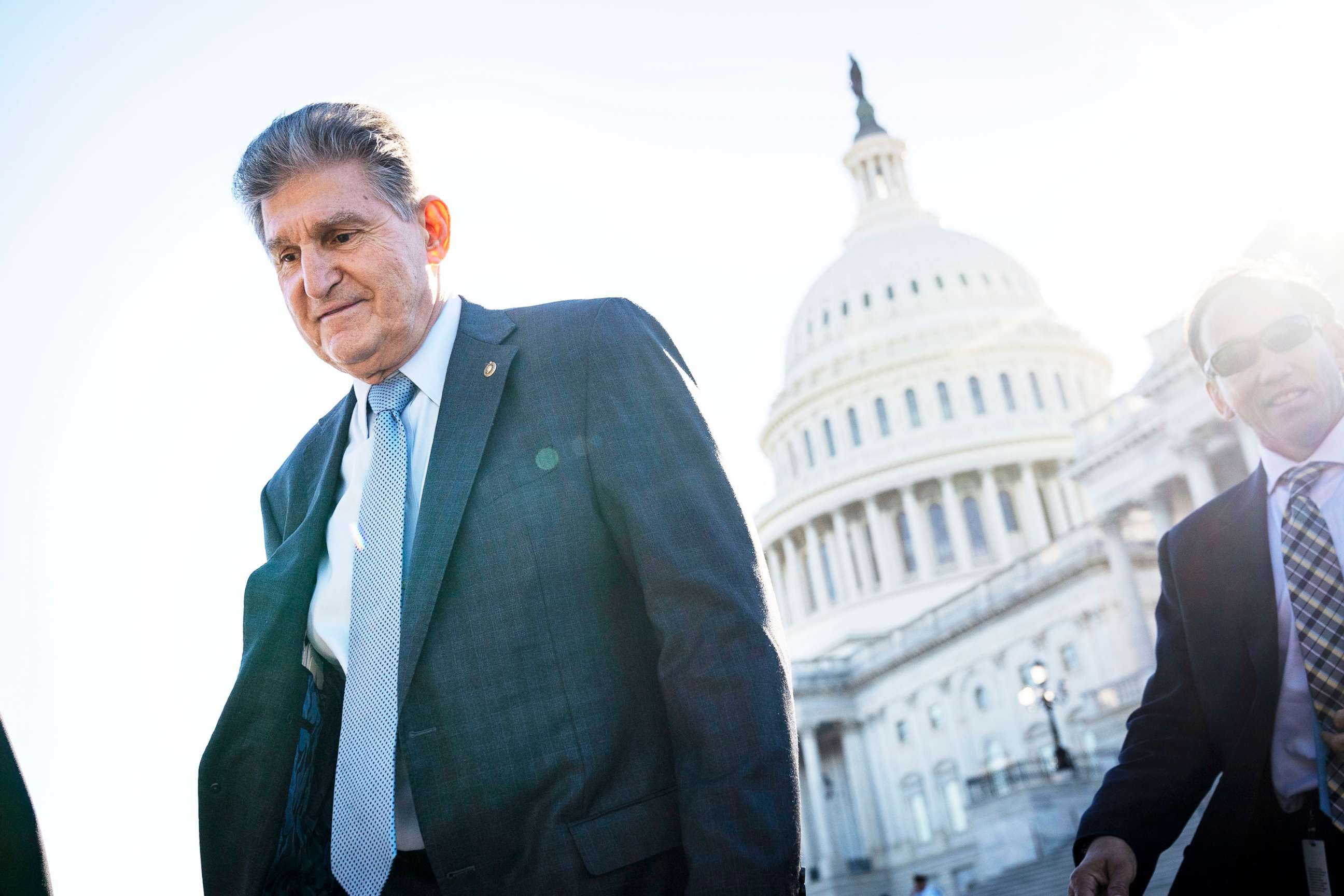 PHOTO: Sen. Joe Manchin leaves the Capitol after a vote Oct. 27, 2021.
