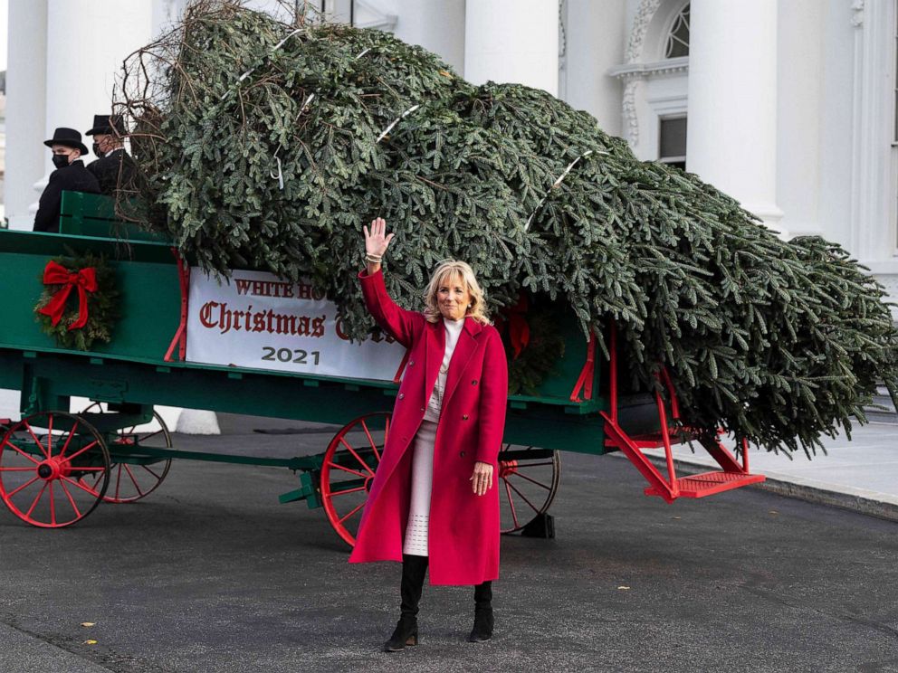 First lady Jill Biden accepts White House Christmas tree - ABC News