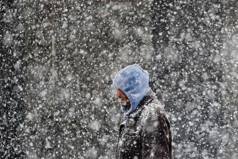 PHOTO: A pedestrian walks during a winter snowstorm in Philadelphia, Feb. 20, 2019.