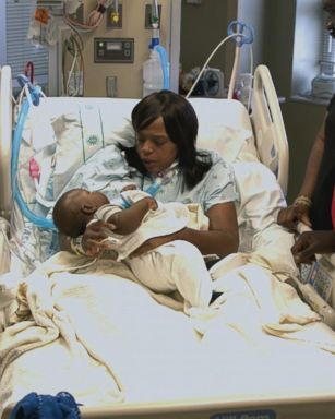 VIDEO: Danielle Gaither arrived with a split aorta when surgeons made the decision to save her and the baby by performing a simultaneous open heart surgery and emergency c-section.