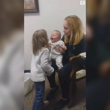 VIDEO: Baby hears sister's voice for first time and can't stop laughing