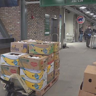 Wrigley Field being used as food distribution hub