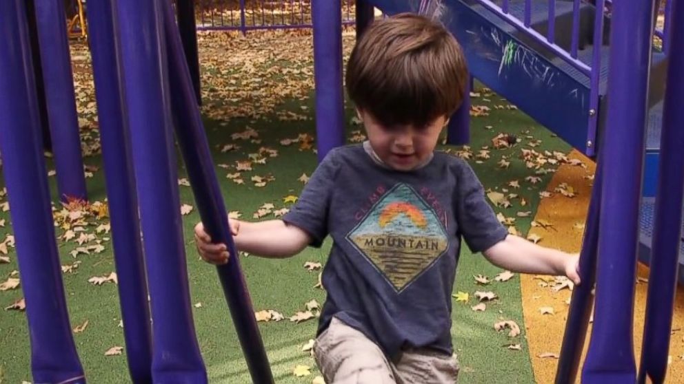 PHOTO: Toddler Lennon Landry plays on a playground at Vanderbilt University in Nashville, Tennessee. He is a frequent participant of autism studies at the school.