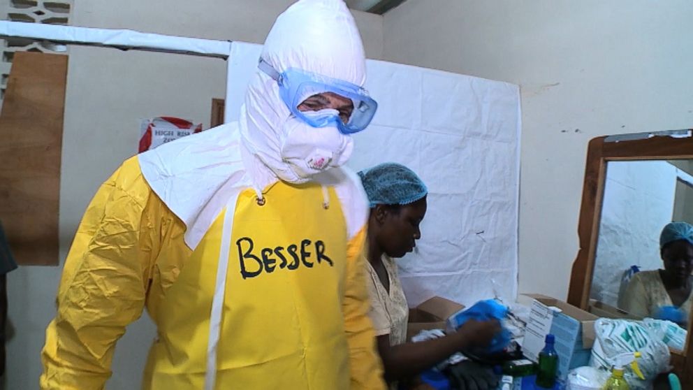 Dr. Richard Besser must wear multiple layers of protective gear before entering an Ebola Ward. 