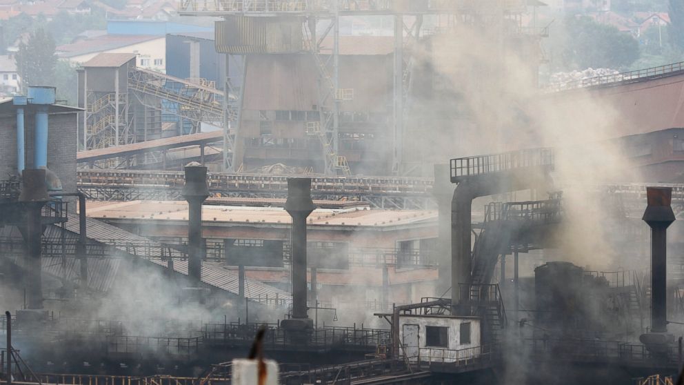 Smoke from "Mittal Steel" factory rising in the air in Bosnian town of Zenica, Bosnia, on June, 2, 2017. Environmental activists in Bosnia, one of the poorest European countries suffering from some of the world?s highest levels of air pollution, are disappointed and concerned over the decision by President Donald Trump to pull the U.S. out of the Paris climate accord. 