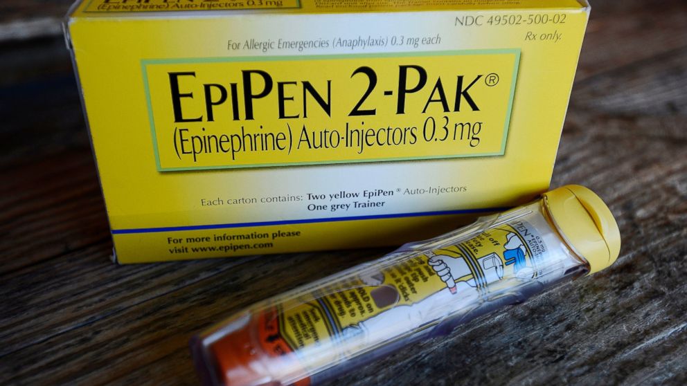 An EpiPen epinephrine auto-injector, a Mylan product, in Hendersonville, Texas, Oct. 10, 2013.