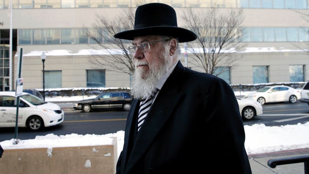 PHOTO: Rabbi Mendel Epstein, right, arrives for his trial at federal court in Trenton, N.J., Feb. 18, 2015.