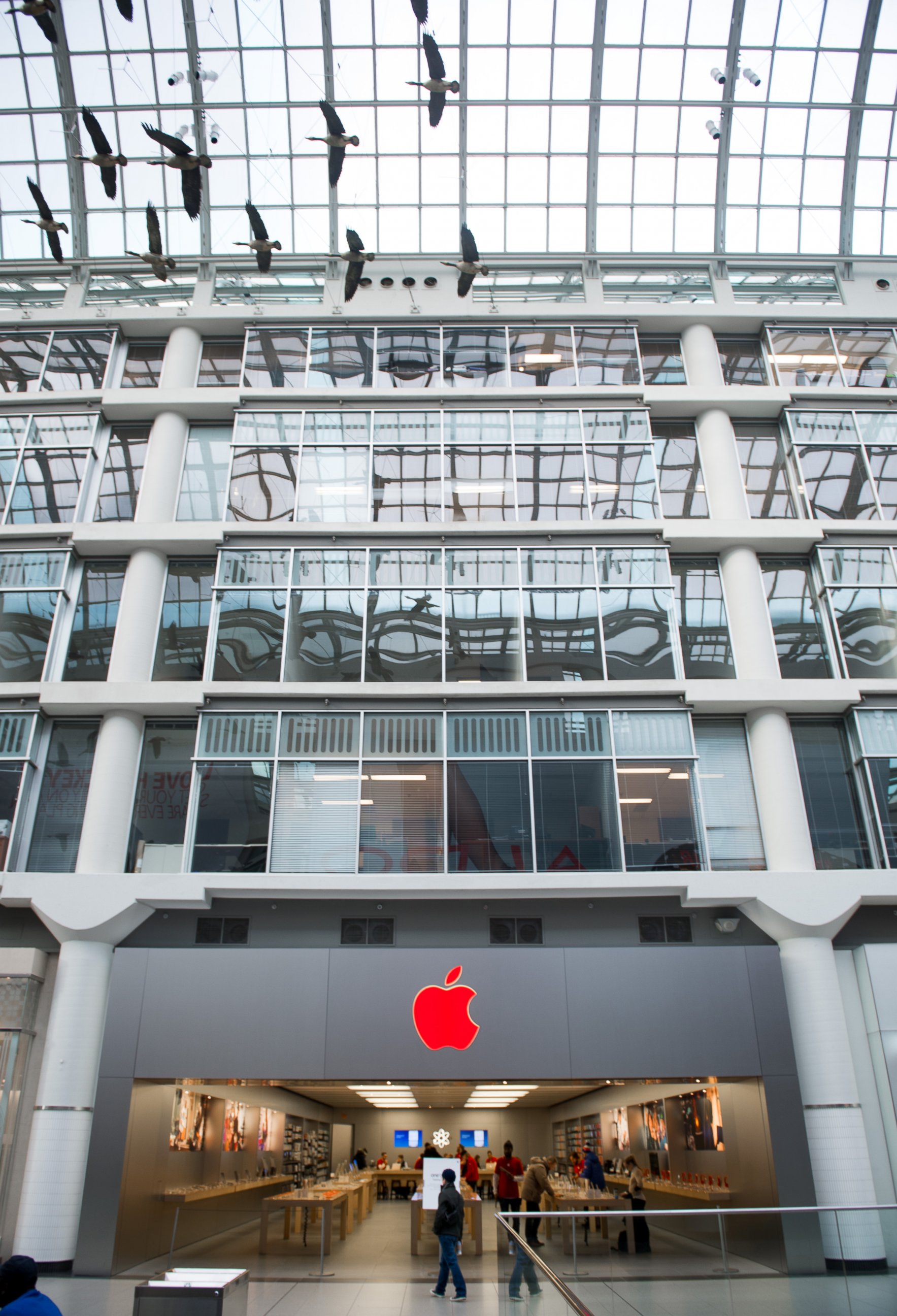 PHOTO: The Eaton Centre Apple store turns red as part of the Apple World AIDS Day Campaign for (RED, Dec. 1st, 2014, in Toronto.