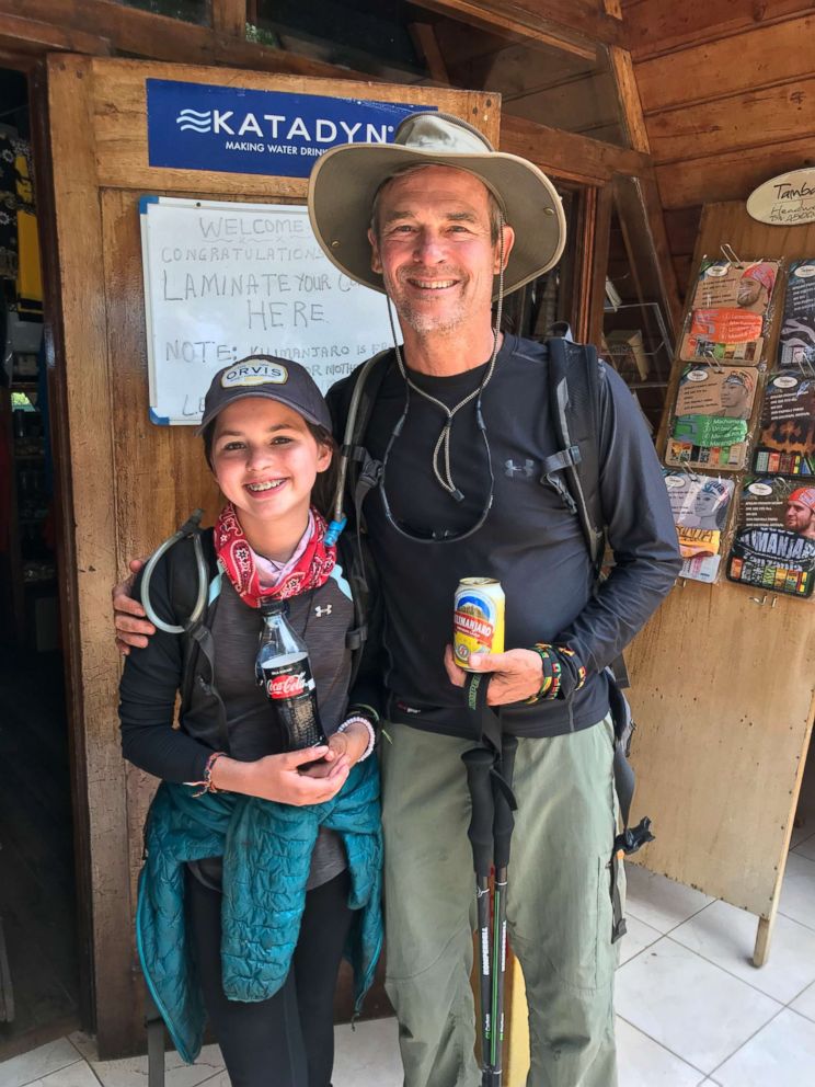 PHOTO: The youngest and oldest on the journey: Robach's father, 65, and her daughter Analise, 12.