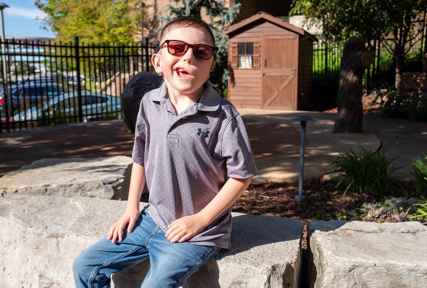 PHOTO: Gillette Children's Specialty Healthcare made a custom glasses system for a young Minnesota boy who was born with microtia.